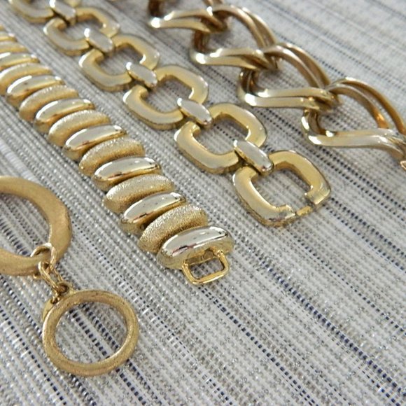 4 Vintage Mid-Century Brass Bracelets, 3 Branded Well know names - Picture 3 of 8
